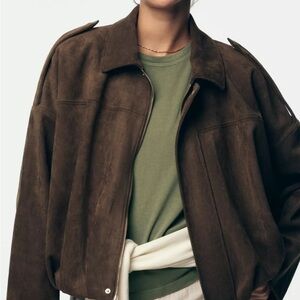 Zara SUEDE EFFECT BOMBER JACKET